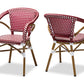 Baxton Studio Eliane Classic French Indoor and Outdoor Red and White Bamboo Style Stackable Bistro Dining Chair Set of 2 | Modishstore | Dining Chairs - 4