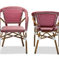 Baxton Studio Eliane Classic French Indoor and Outdoor Red and White Bamboo Style Stackable Bistro Dining Chair Set of 2 | Dining Chairs | Modishstore