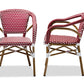 Baxton Studio Eliane Classic French Indoor and Outdoor Red and White Bamboo Style Stackable Bistro Dining Chair Set of 2 | Modishstore | Dining Chairs - 3
