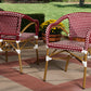 Baxton Studio Eliane Classic French Indoor and Outdoor Red and White Bamboo Style Stackable Bistro Dining Chair Set of 2 | Modishstore | Dining Chairs