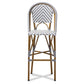 baxton studio ilene classic french indoor and outdoor grey and white bamboo style stackable bistro bar stool | Modish Furniture Store-3