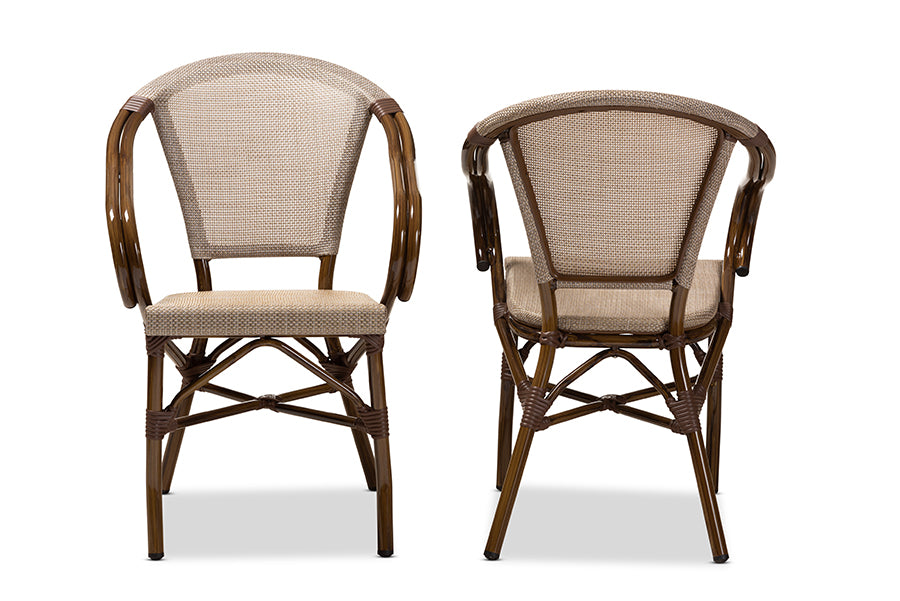 Baxton Studio Artus Classic French Indoor and Outdoor Grey Bamboo Style Stackable Bistro Dining Chair Set of 2 | Dining Chairs | Modishstore - 6