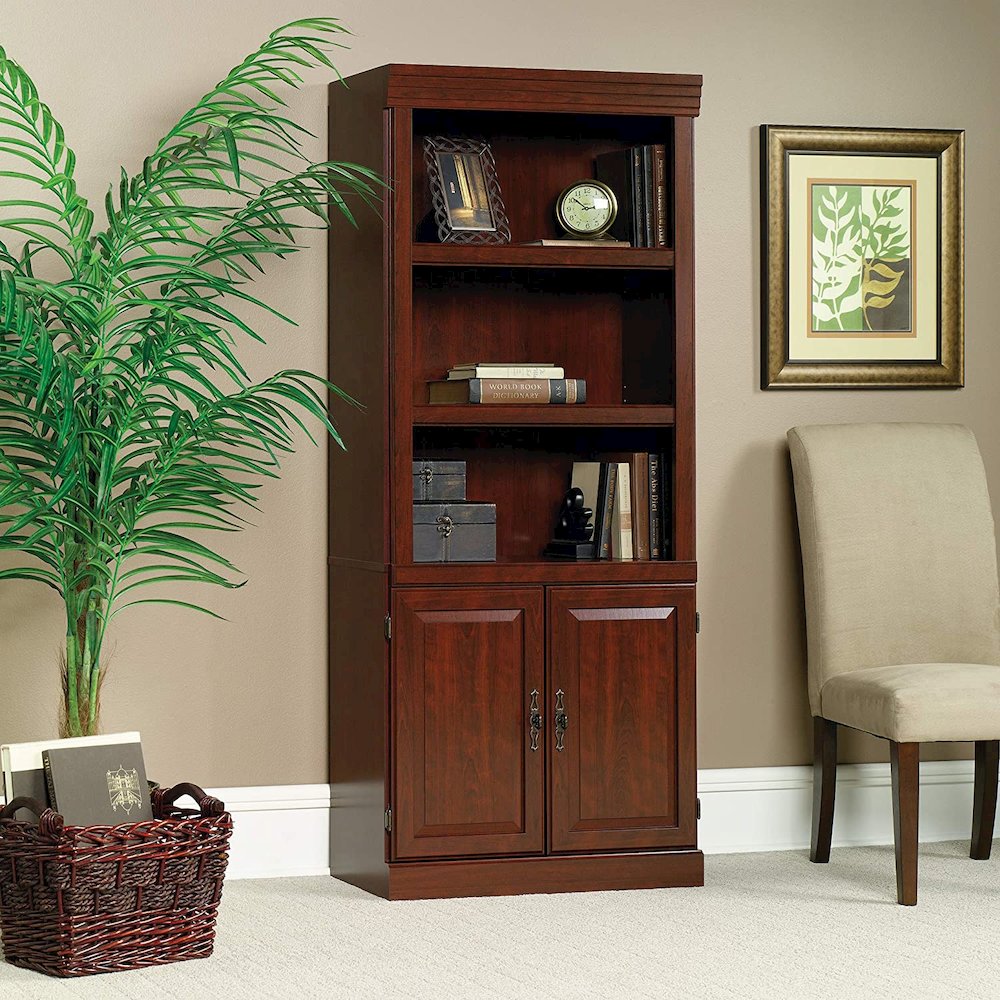 Heritage Hill Library With Doors Classic Cherry By Sauder | Bookcases | Modishstore - 3