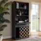 Baxton Studio Mattia Modern and Contemporary Dark Grey and Oak Finished Wood Wine Cabinet | Modishstore | Cabinets