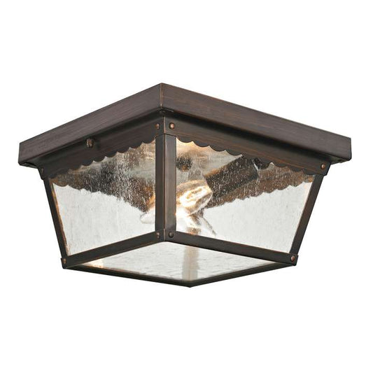 Springfield 2-Light Flush Mount in Hazelnut Bronze with Seeded Glass | Ceiling Lamps | Modishstore
