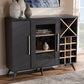 Baxton Studio Pietro Mid-Century Modern Dark Grey and Oak Finished Wine Cabinet | Modishstore | Cabinets