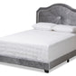 baxton studio embla modern and contemporary grey velvet fabric upholstered queen size bed | Modish Furniture Store-2
