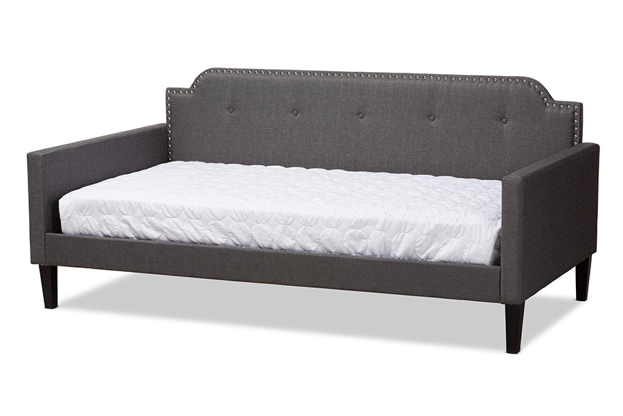 baxton studio packer modern and contemporary grey fabric upholstered twin size sofa daybed | Modish Furniture Store-2
