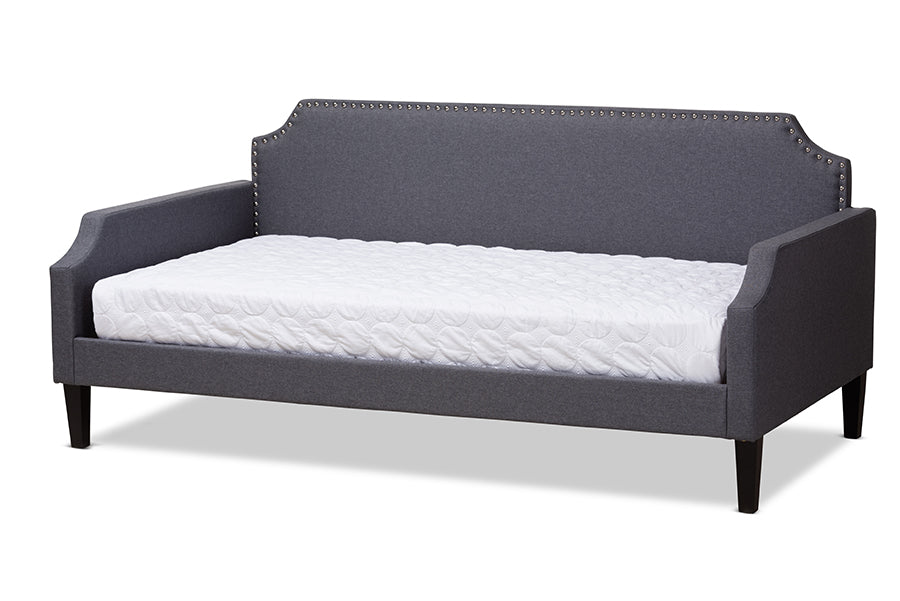 baxton studio walden modern and contemporary grey fabric upholstered twin size sofa daybed | Modish Furniture Store-2