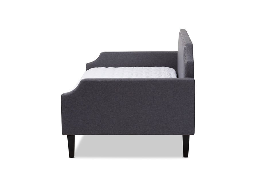 baxton studio walden modern and contemporary grey fabric upholstered twin size sofa daybed | Modish Furniture Store-3