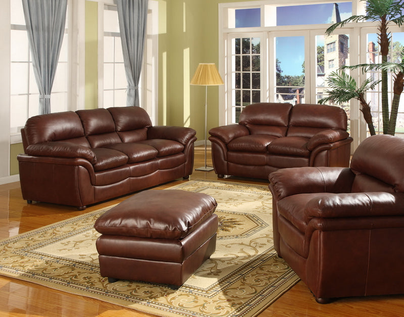 Baxton Studio Redding Cognac Brown Leather Modern Sofa Set | Modishstore | Sofas
