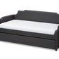 baxton studio ally modern and contemporary charcoal fabric upholstered twin size sofa daybed with roll out trundle guest bed | Modish Furniture Store-2