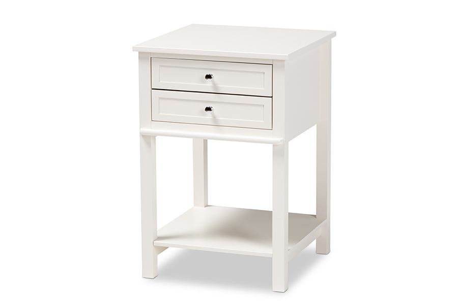 baxton studio willow modern transitional white finished 2 drawer wood nightstand | Modish Furniture Store-2