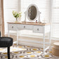 Baxton Studio Sylvie Classic and Traditional White 3-Drawer Wood Vanity Table with Mirror | Modishstore | Drawers