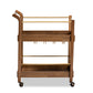 baxton studio tahir modern and contemporary walnut brown finished wood and antique gold finished metal 2 tier mobile bar cart | Modish Furniture Store-3