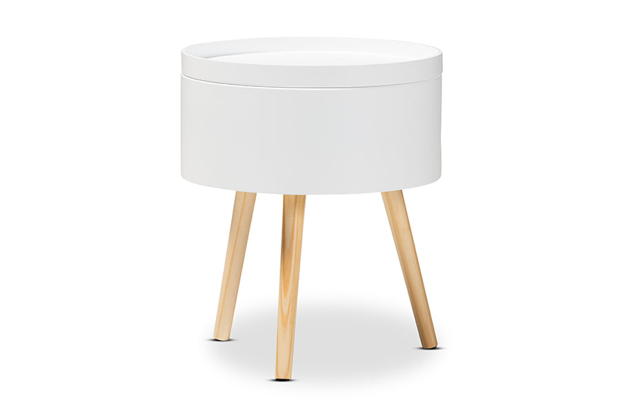 baxton studio jessen mid century modern white wood nightstand with removable top | Modish Furniture Store-2