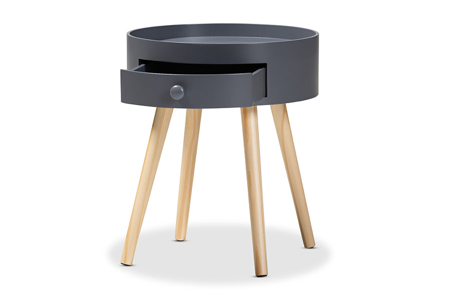 baxton studio jessen mid century modern gray 1 drawer wood nightstand | Modish Furniture Store-3