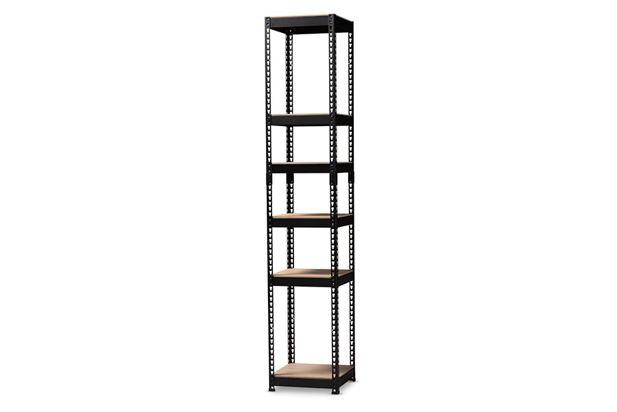 baxton studio gavin modern and contemporary black metal 5 shelf closet storage racking organizer | Modish Furniture Store-2