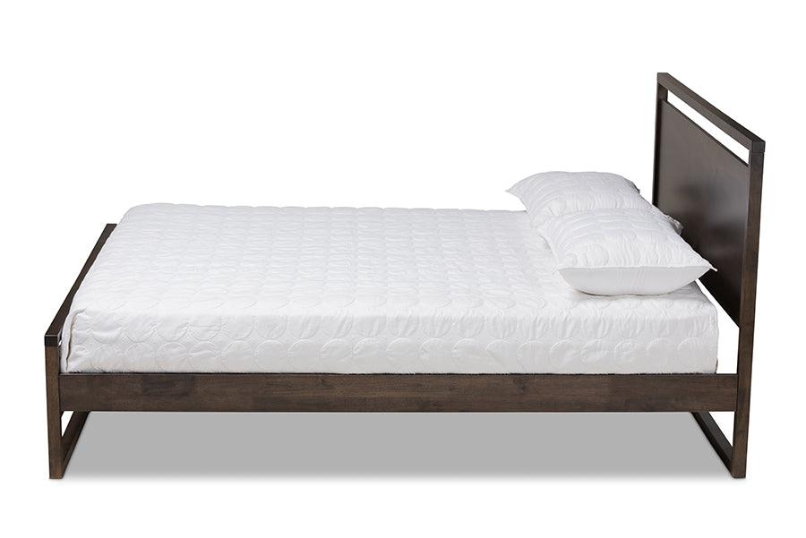 baxton studio inicio modern and contemporary charcoal brown finished wood queen size platform bed | Modish Furniture Store-3