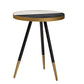 baxton studio lauro modern and contemporary round glossy marble and metal end table with two tone black and gold legs | Modish Furniture Store-2