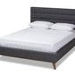 baxton studio erlend mid century modern dark grey fabric upholstered queen size platform bed | Modish Furniture Store-2