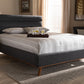 Baxton Studio Erlend Mid-Century Modern Dark Grey Fabric Upholstered Queen Size Platform Bed | Modishstore | Beds