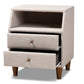 baxton studio claverie mid century modern beige fabric upholstered 2 drawer wood nightstand | Modish Furniture Store-3