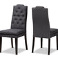 Baxton Studio Dylin Modern and Contemporary Charcoal Fabric Upholstered Button Tufted Wood Dining Chair Set of 2 | Modishstore | Dining Chairs - 4