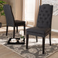 Baxton Studio Dylin Modern and Contemporary Charcoal Fabric Upholstered Button Tufted Wood Dining Chair Set of 2 | Modishstore | Dining Chairs