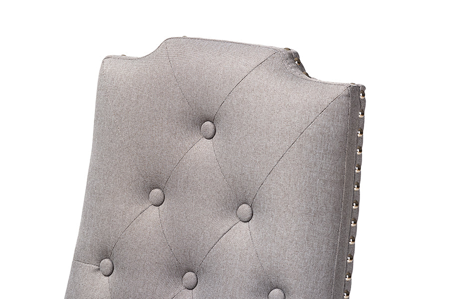 Baxton Studio Dylin Modern and ContemporaryGray Fabric Upholstered Button Tufted Wood Dining Chair Set of 2 | Dining Chairs | Modishstore - 4