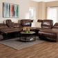 Baxton Studio Salomo Modern and Contemporary Brown Faux Leather Upholstered 6-Piece Sectional Recliner Sofa with 3 Reclining Seats | Modishstore | Chairs & Recliners