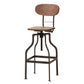 baxton studio varek vintage rustic industrial style wood and rust finished steel adjustable swivel bar stool | Modish Furniture Store-2