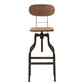 baxton studio varek vintage rustic industrial style wood and rust finished steel adjustable swivel bar stool | Modish Furniture Store-3