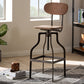 Baxton Studio Varek Vintage Rustic Industrial Style Wood and Rust-Finished Steel Adjustable Swivel Bar Stool | Modishstore | Bar Stools