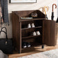 Baxton Studio Rossin Modern and Contemporary Walnut Brown Finished 2-Door Wood Entryway Shoe Storage Cabinet with Open Shelf | Modishstore | Cabinets