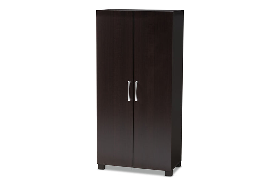 baxton studio marine modern and contemporary wenge dark brown finished 2 door wood entryway shoe storage cabinet | Modish Furniture Store-2