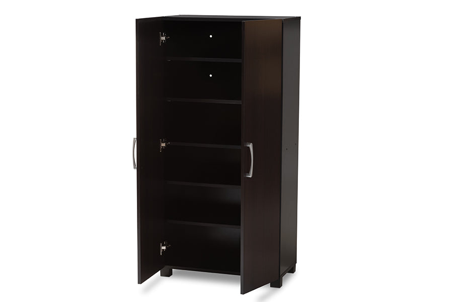 baxton studio marine modern and contemporary wenge dark brown finished 2 door wood entryway shoe storage cabinet | Modish Furniture Store-3