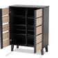 baxton studio melle modern and contemporary two tone oak brown and dark gray 2 door wood entryway shoe storage cabinet | Modish Furniture Store-3