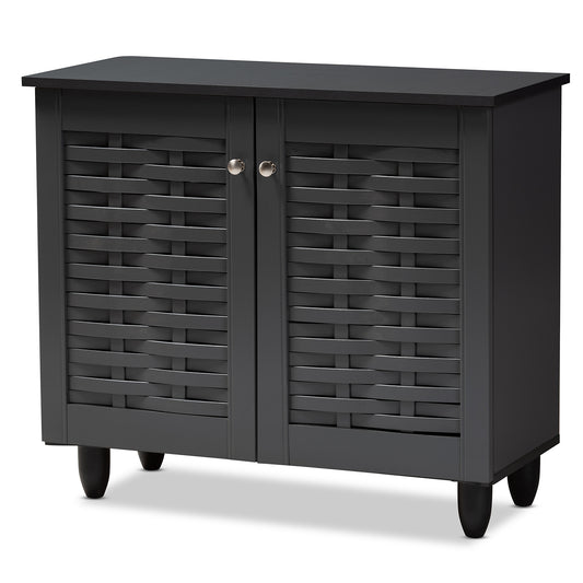 Baxton Studio Winda Modern and Contemporary Dark Gray 2-Door Wooden Entryway Shoe Storage Cabinet | Cabinets | Modishstore