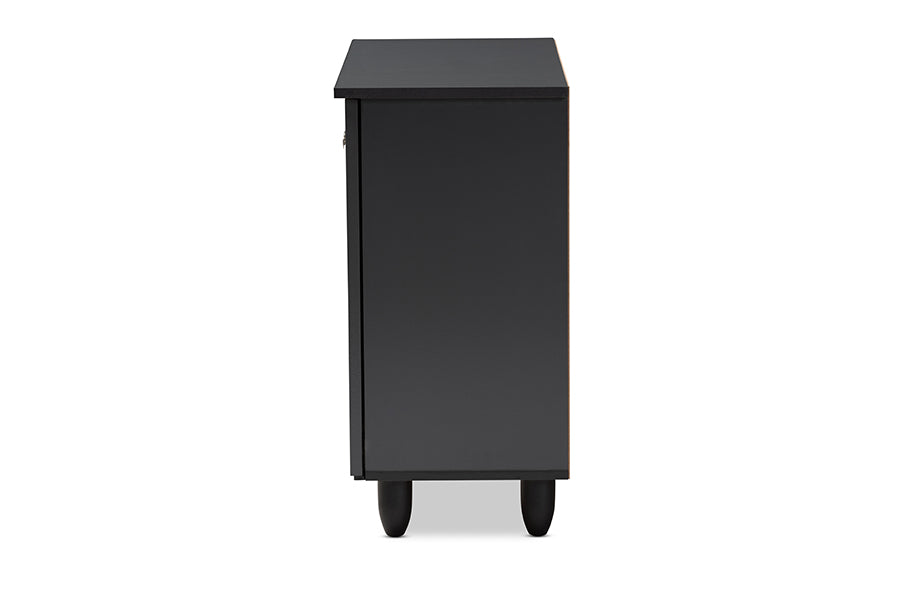 Baxton Studio Winda Modern and Contemporary Dark Gray 2-Door Wooden Entryway Shoe Storage Cabinet | Cabinets | Modishstore - 6
