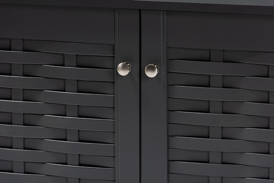 Baxton Studio Winda Modern and Contemporary Dark Gray 2-Door Wooden Entryway Shoe Storage Cabinet | Cabinets | Modishstore - 5