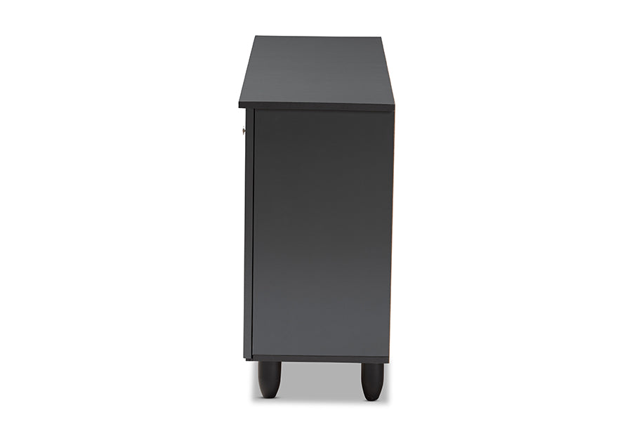 Baxton Studio Winda Modern and Contemporary Dark Gray 3-Door Wooden Entryway Shoe Storage Cabinet | Cabinets | Modishstore - 5