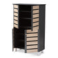 baxton studio gisela modern and contemporary two tone oak and dark gray 4 door shoe storage cabinet | Modish Furniture Store-3
