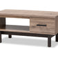 baxton studio arend modern and contemporary two tone oak brown and black wood 1 drawer coffee table | Modish Furniture Store-2