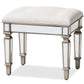 baxton studio marielle hollywood regency glamour style off white fabric upholstered mirrored ottoman vanity bench | Modish Furniture Store-2