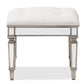 baxton studio marielle hollywood regency glamour style off white fabric upholstered mirrored ottoman vanity bench | Modish Furniture Store-3