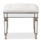 baxton studio marielle hollywood regency glamour style off white fabric upholstered mirrored ottoman vanity bench | Modish Furniture Store-3