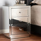 Baxton Studio Lina Modern and Contemporary Hollywood Regency Glamour Style Mirrored Three Drawer Nightstand Bedside Table | Modishstore | Nightstands