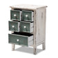 Baxton Studio Angeline Antique French Country Cottage Distressed White and Teal Finished Wood 5-Drawer Storage Cabinet | Cabinets | Modishstore - 6