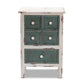 Baxton Studio Angeline Antique French Country Cottage Distressed White and Teal Finished Wood 5-Drawer Storage Cabinet | Cabinets | Modishstore - 5